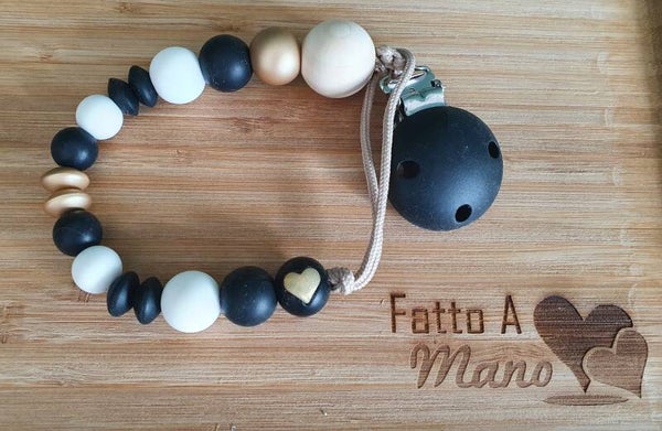Fopspeenketting: black & gold