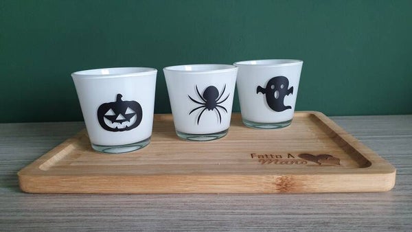 Theelichtje met figuren Halloween