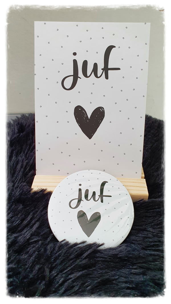 Kaartje 'juf' ♡ (Met of zonder spiegeltje)