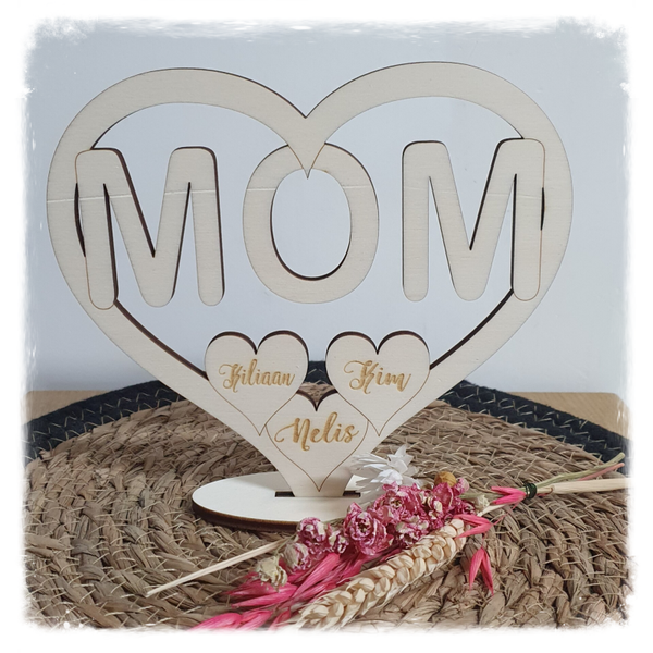 Staander mom met hartjes kinderen