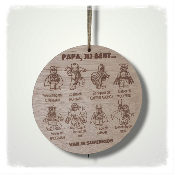 2D Superhelden - HOUT Rond met touw
