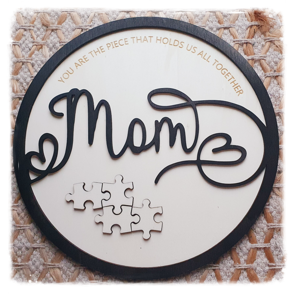 Mom cirkel met puzzelstukken