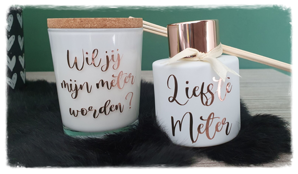 Kaars en geurstokjes 'Wil je mijn meter/getuige worden?'