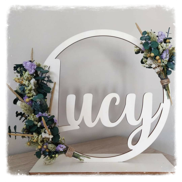 PRE-ORDER: LUXE(!) houten cirkel met naam of woord (20cm)