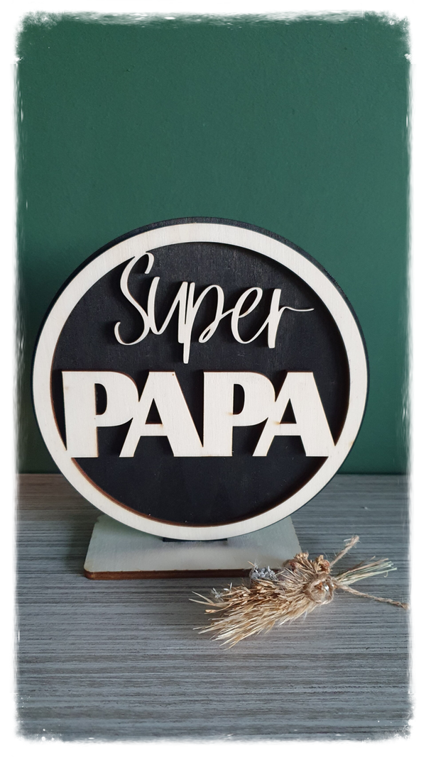 Cirkel hout/zwart 'Super papa'