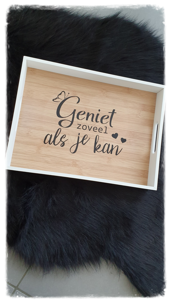 Dienblad met tekst