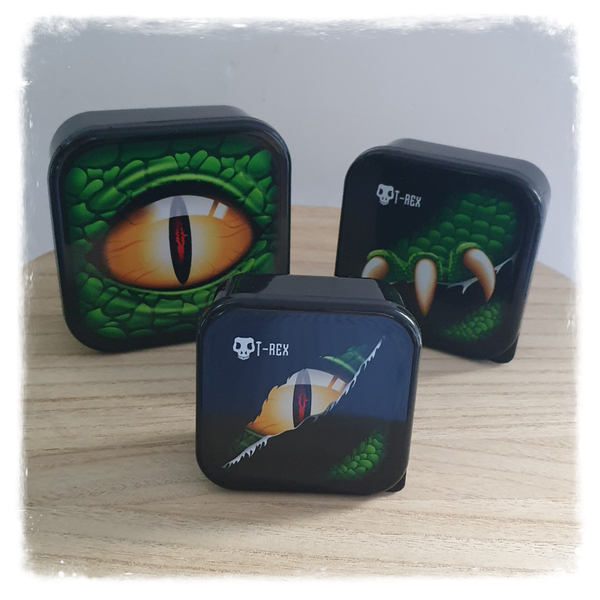 3 delige snackdoosjes 'dino' met naam.