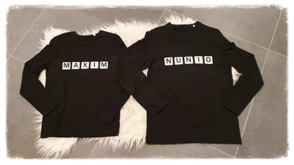 T-shirt met naam scrabble