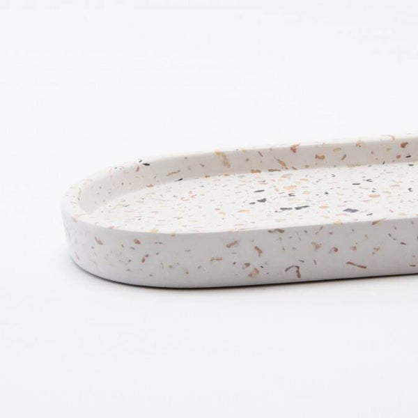Terrazzo dienblad - smal - wit