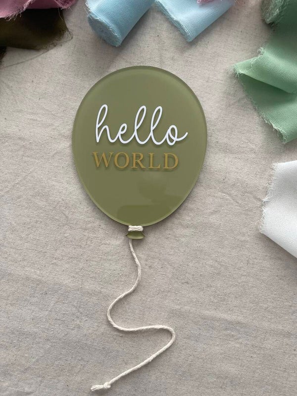"Hello world" balloon plaque