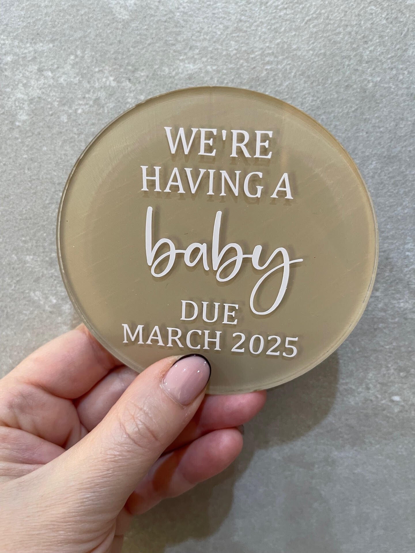 "We're having a baby" acrylic plaque