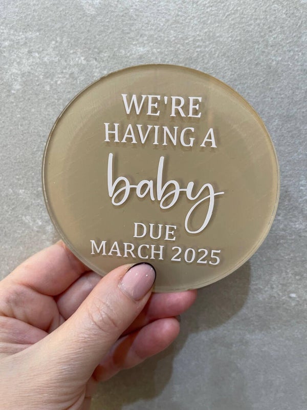 "We're having a baby" acrylic plaque