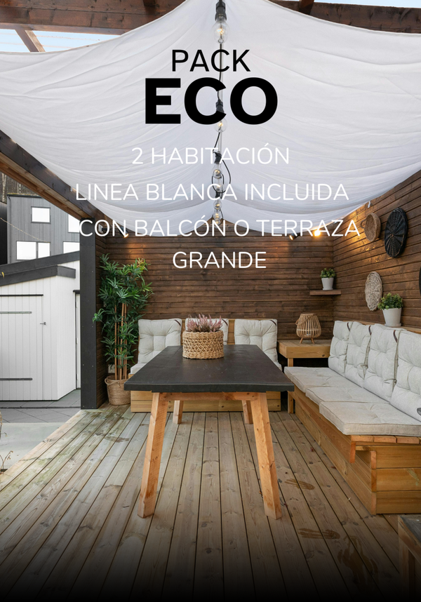 PACK ECO - 2 habitaciones - Mobiliario Balcón o terraza - CON LINEA BLANCA INCLUIDA