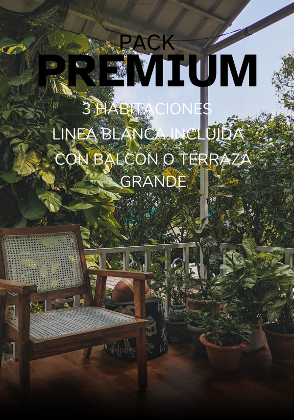 PACK PREMIUM - 3 habitaciones - Mobiliario Balcón o terraza - LINEA BLANCA INCLUIDA