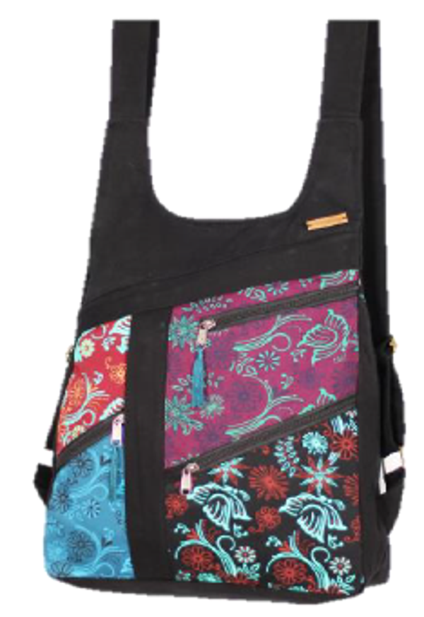 Bolso Bandolera Negro con Estampado Floral