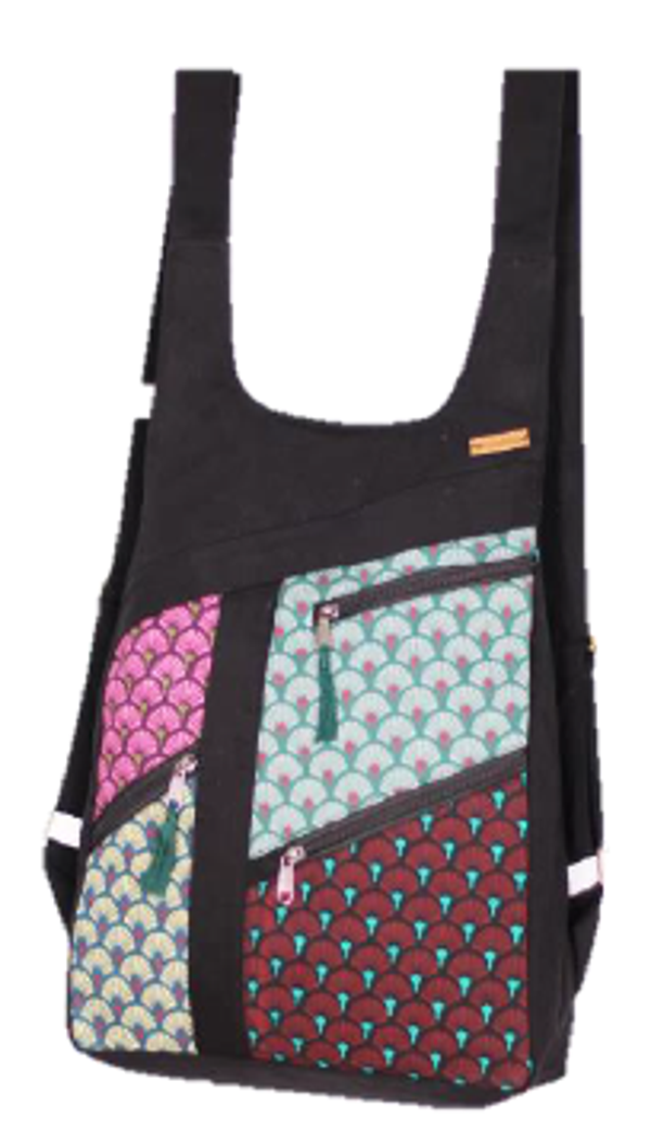 Bolso Bandolera Negro Estampado Geométrico