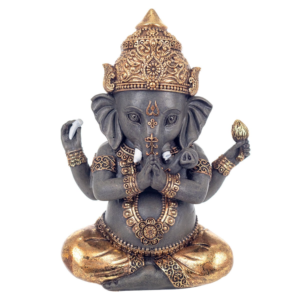 Ganesha Sentada Resina Dorada