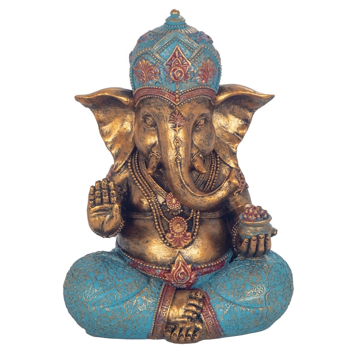 Ganesha Resina Dorado Turquesa