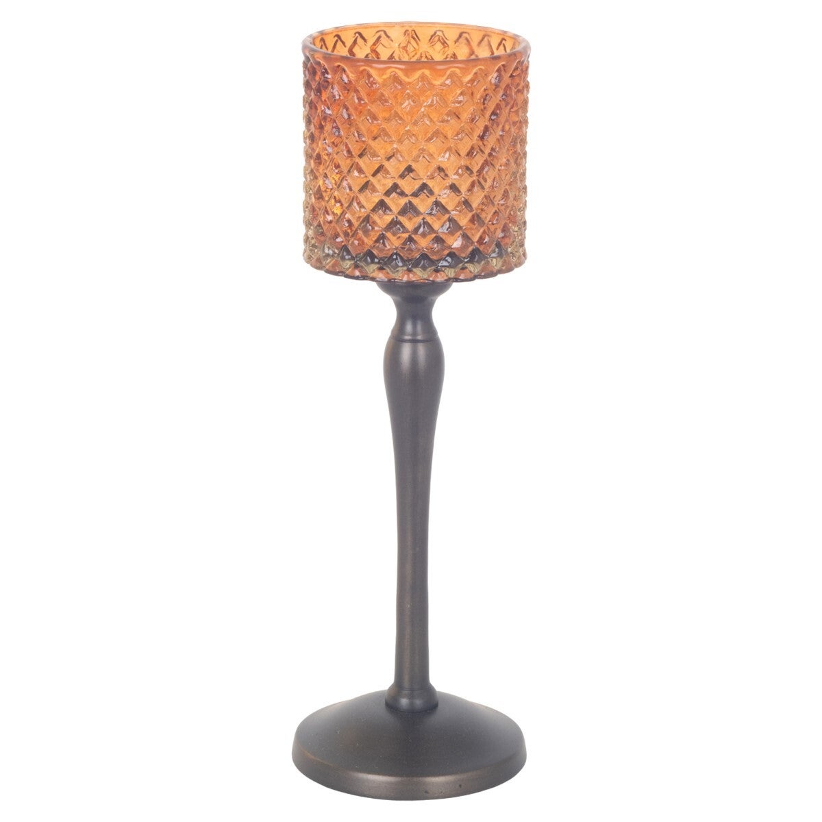 Portavelas Alto Vidrio Ámbar