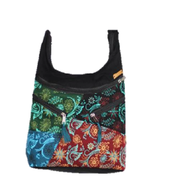 Bolso Bandolera Negro Estampado Multicolor