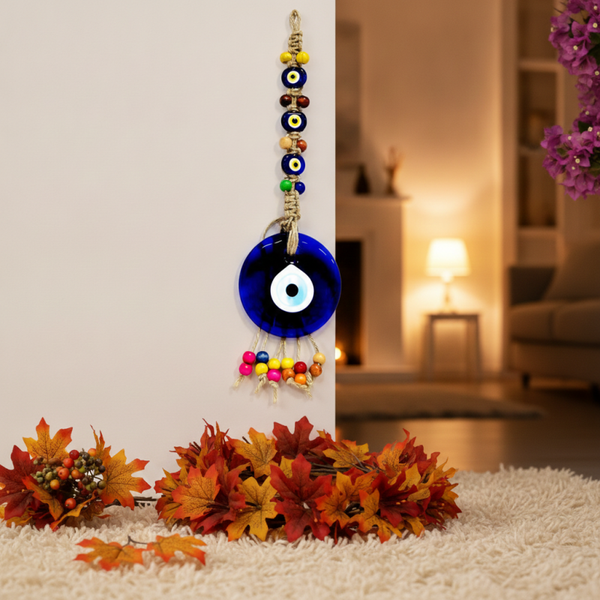 Colgante Ojo Turco de Cristal con Cuentas | Decoración Artesanal de Estilo Hippie