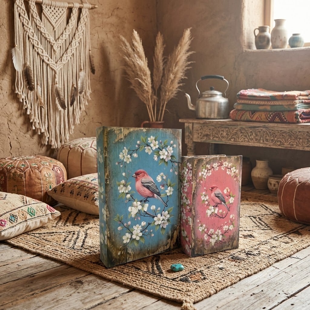 Cajas Libro Decorativas Vintage | Estilo Boho & Rústico