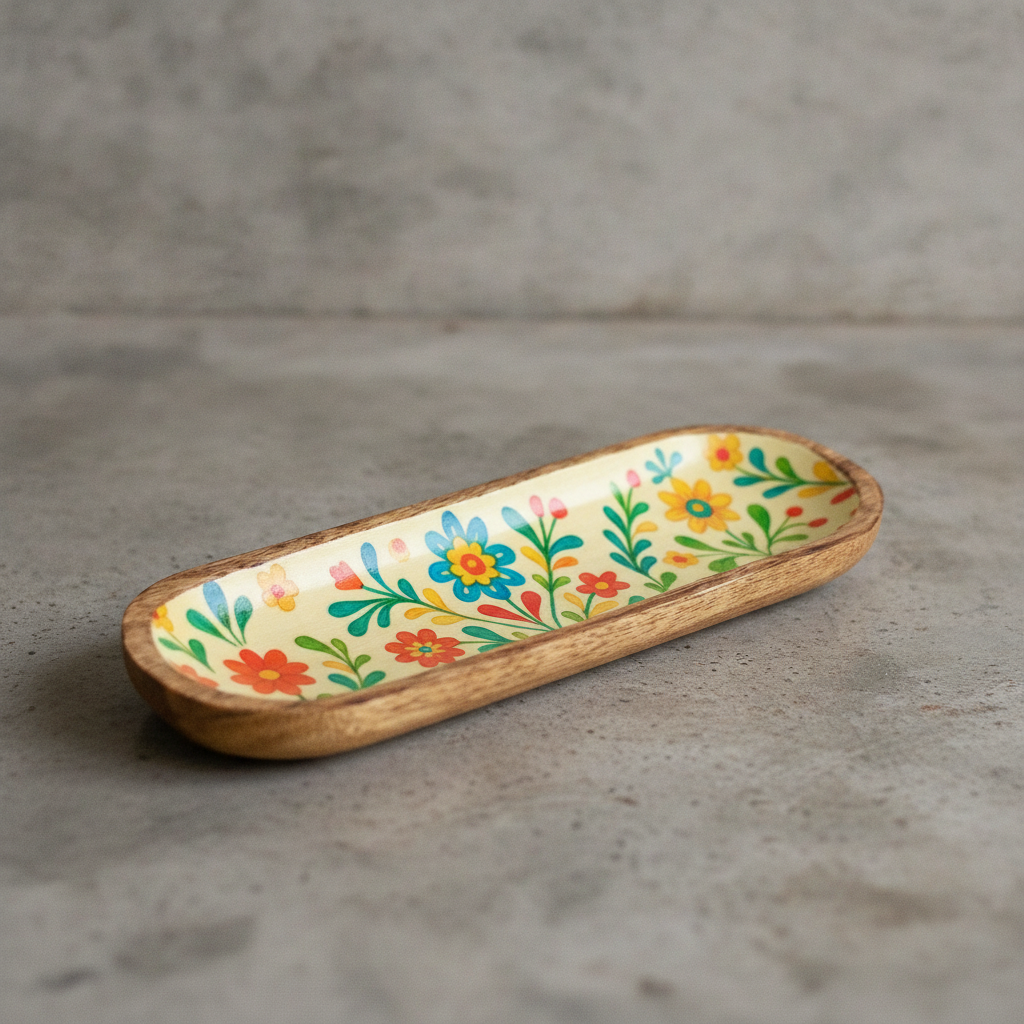 Bandeja Flores | Decoración Artesanal de Estilo Hippie