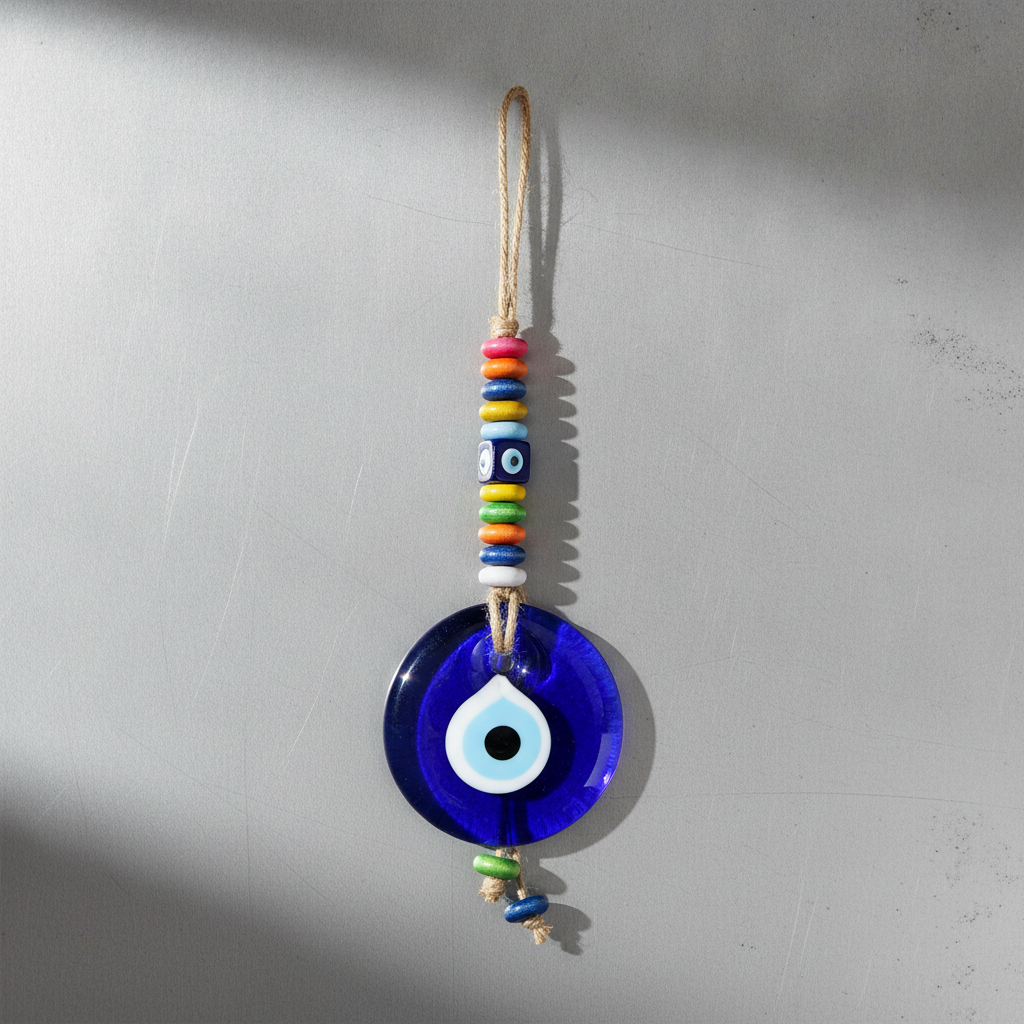 Colgante Ojo Turco con Cuentas de Colores | Decoración Artesanal de Estilo Hippie