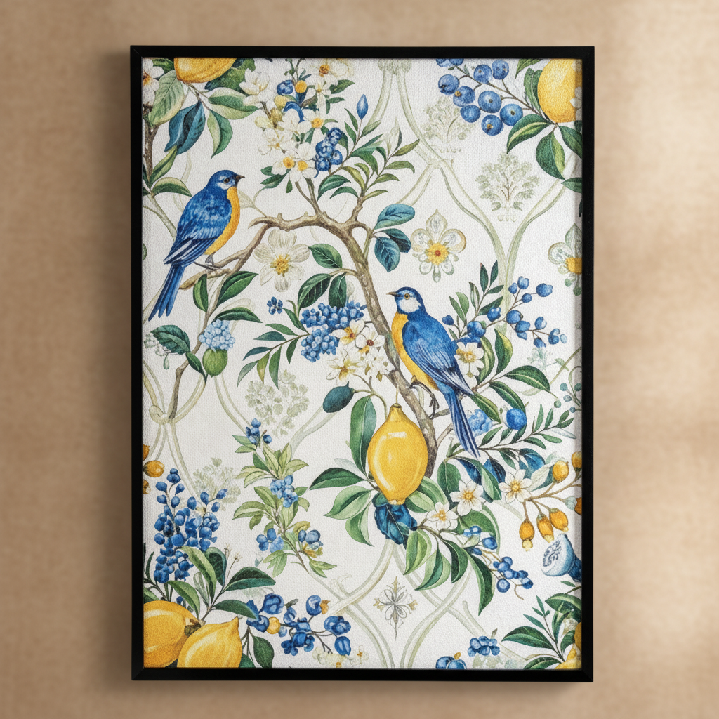 Cuadro Pájaros y Limones | Artesanía Hippie