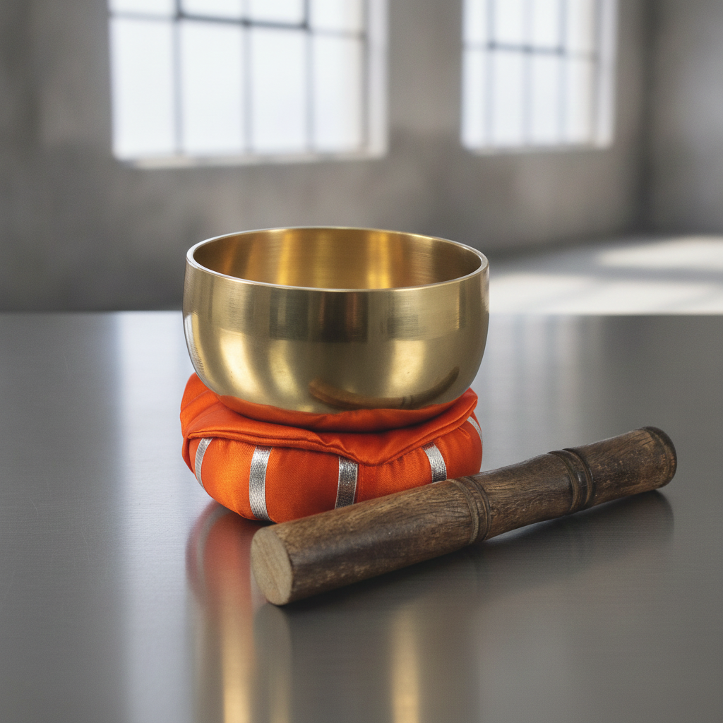 Cuenco Tibetano con Cojín Naranja 11 cm | Hippie Artesanal