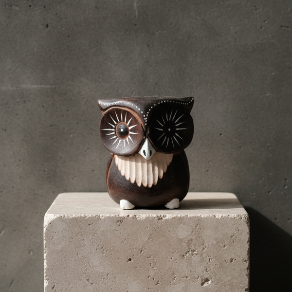 Búho de Madera Tallado | Figura Decorativa Boho