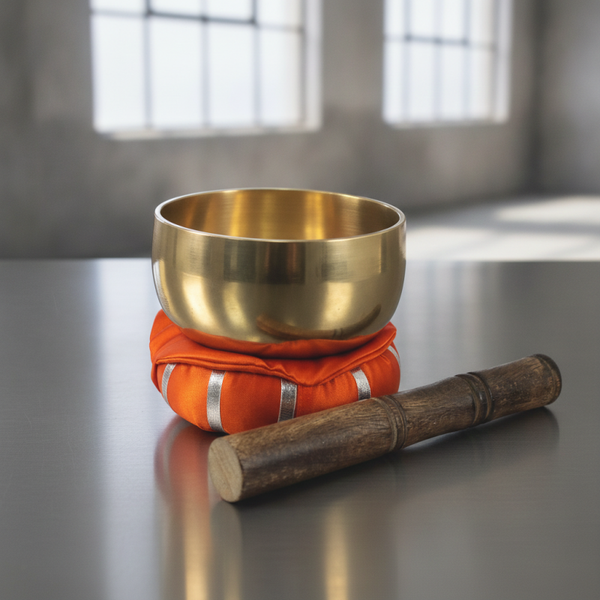 Cuenco Tibetano con Cojín Naranja 11 cm | Hippie Artesanal