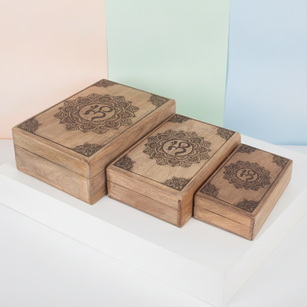 Cajas Madera Mandala Om | Hippie Artesanal