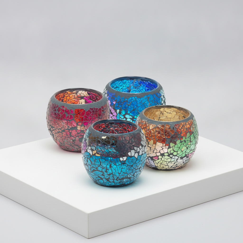 Portavelas Vidrio Multicolor | Accesorios Hippies