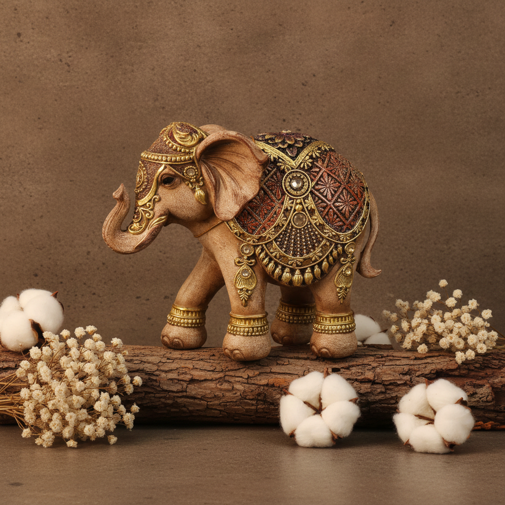 Elefante Dorado de la Suerte | Decoraciones Hippies
