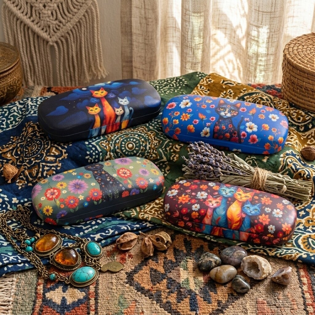 Funda Gafas de Sol Gatos Rígida | Diseños Originales y Coloridos Boho