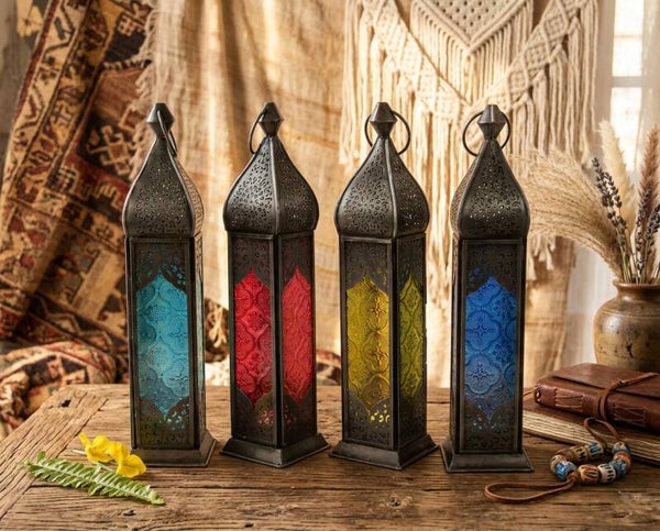 Farol Candil Árabe de Vidrio y Metal Guntur | Boho Chic