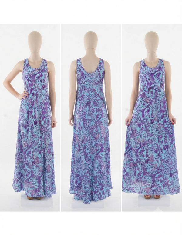 Vestido Largo Boho Morado y Azul | Moda Hippie Chic