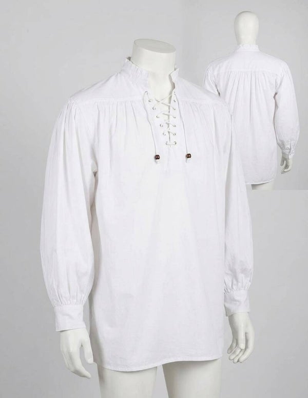 Camisa de Algodón Blanca con Cordones Goa – Estilo Pirata y Boho Hombre