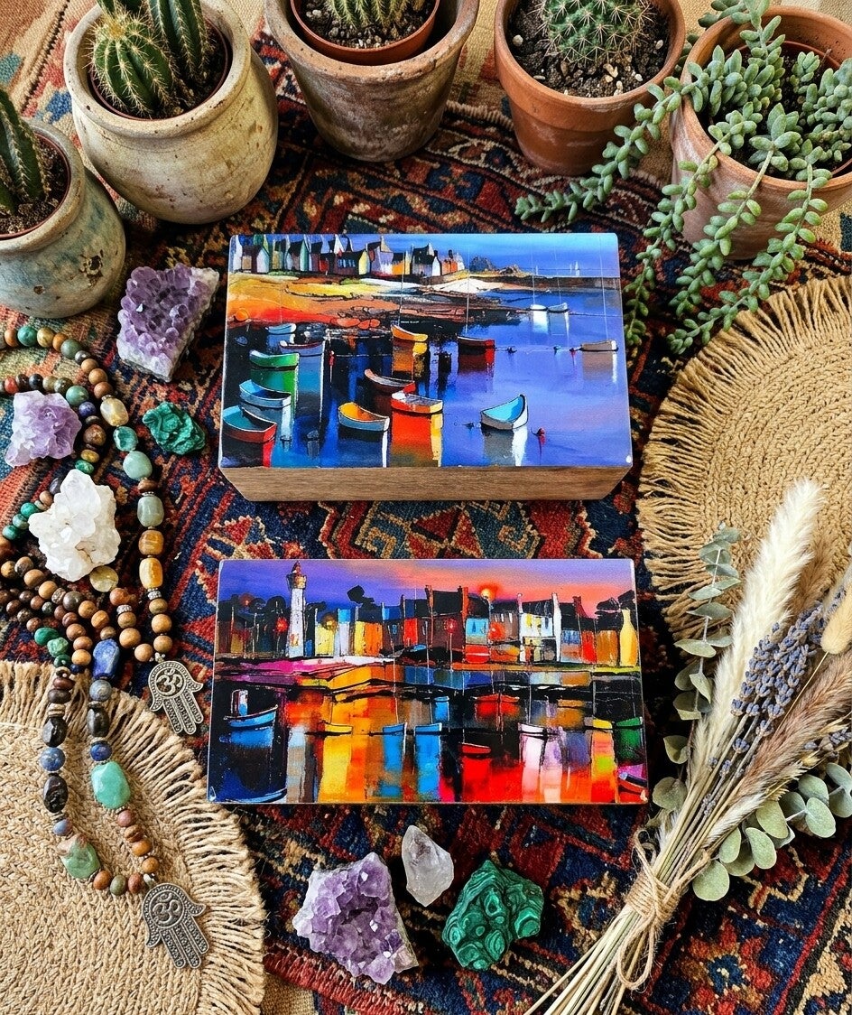 Caja Joyero Madera y Resina Puerto Marítimo | Boho Chic