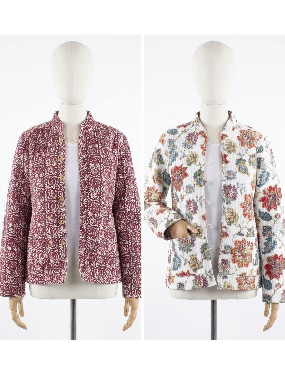 Chaqueta Acolchada Reversible de Algodón Kerala – Moda Boho Étnica