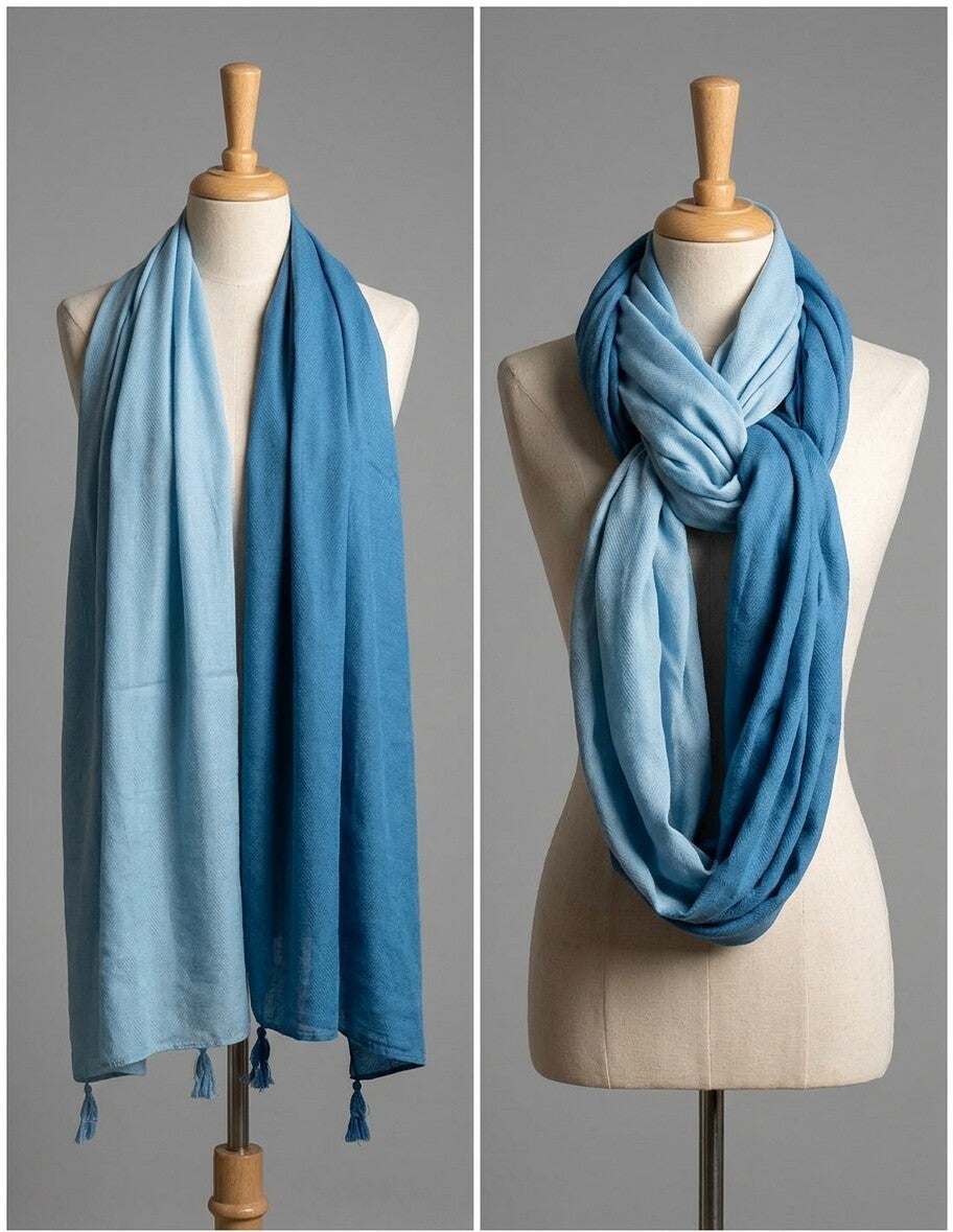 Pareo Chal de Algodón Goa | Efecto Bicolor Tie-Dye y Borlas
