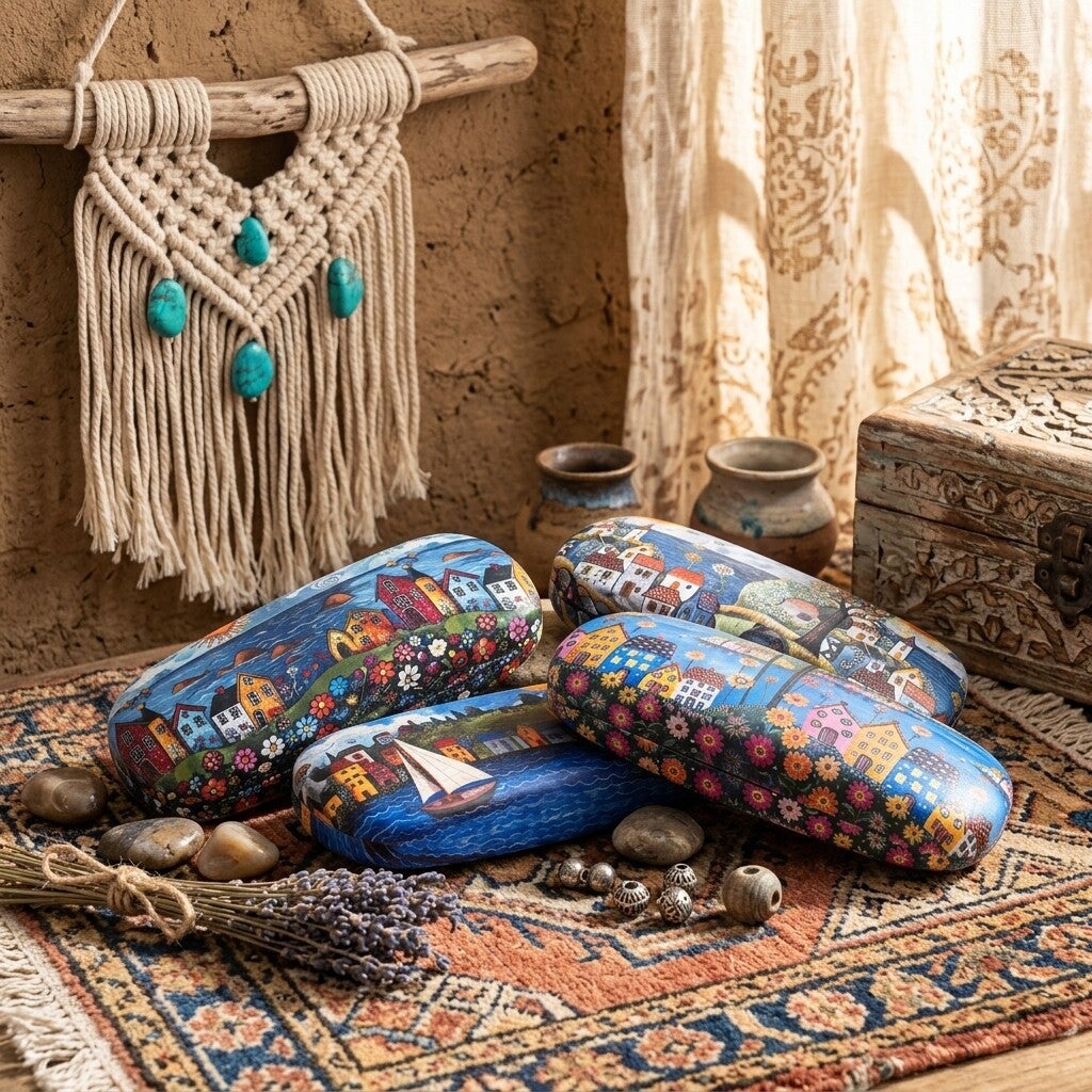 Funda Rígida para Gafas Paisaje Mediterráneo | Estilo Boho Chic