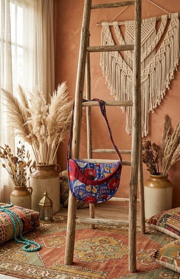 Bolso Bandolera Boho de Algodón | Estampado Block Print