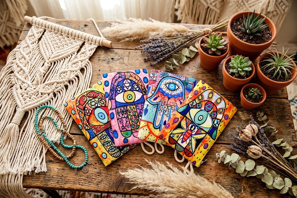 Monedero de Algodón Mano de Fátima Hamsa | Boho Hippie