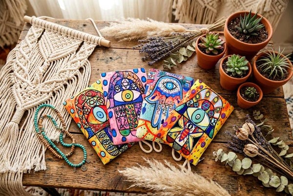 Monedero de Algodón Mano de Fátima Hamsa | Boho Hippie