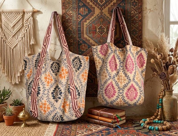 Bolso Tote Reversible de Algodón Naipur | Estilo Boho Hippie
