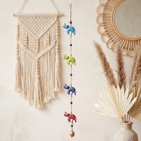 Colgante de Pared Elefantes de la Suerte | Decoración Boho