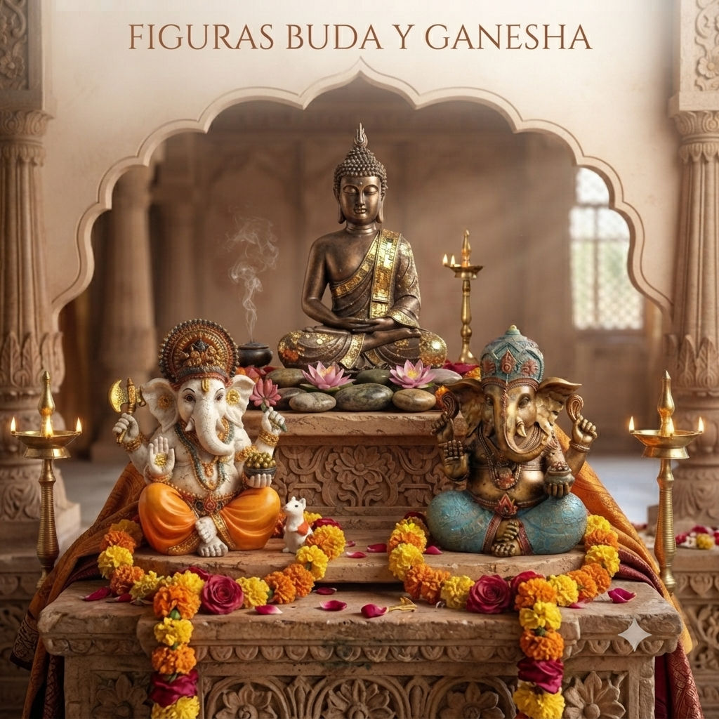 Figuras Buda y Ganesha