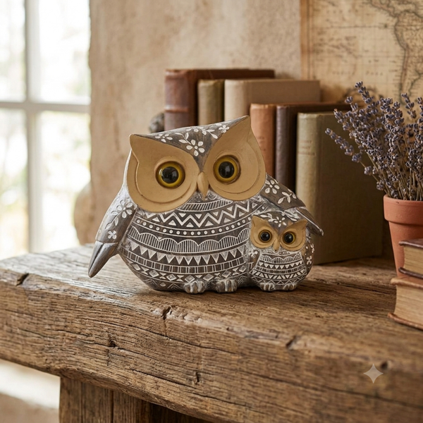 Búho Mamá y Bebé | Decoraciones Hippies